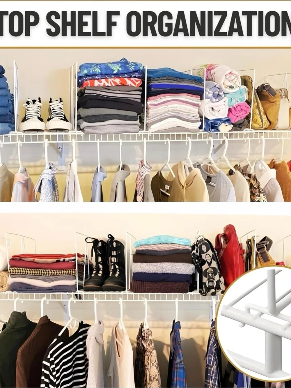 Evelots White Wire Shelf Dividers - 8 Pack